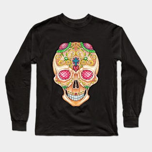 Sugar skull fancy vintage and ruby day of the dead Long Sleeve T-Shirt